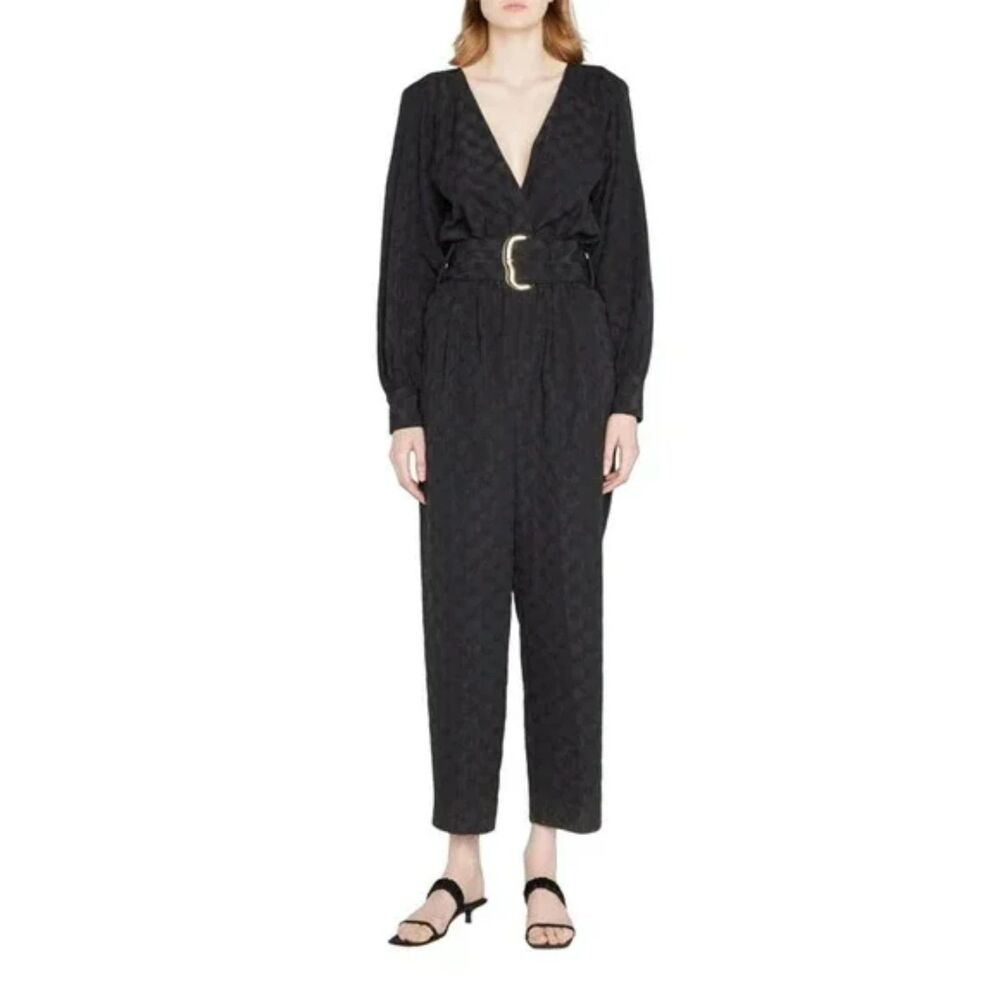 Tanya Taylor Women's Black Talisia Straight-leg Belted Jumpsuit Size Large NEW